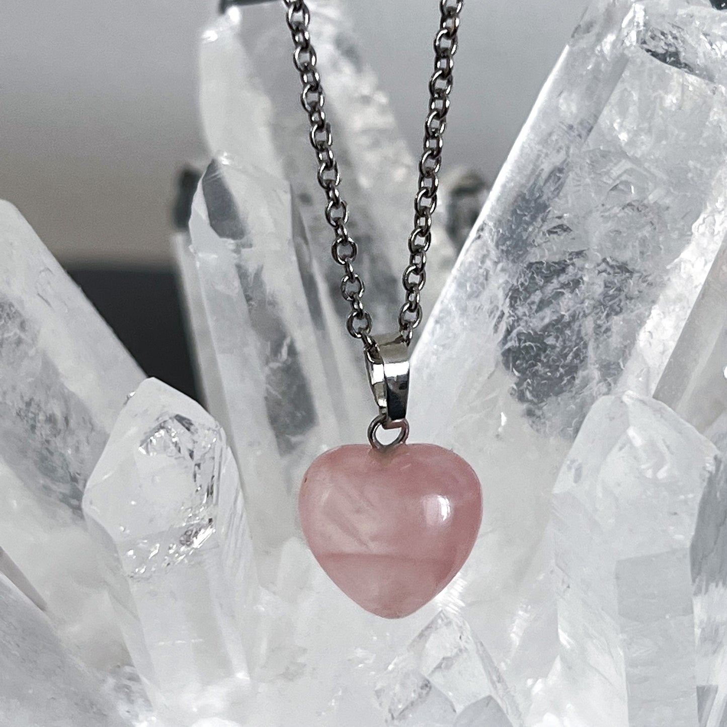 Rose Quartz Mini Heart Necklace