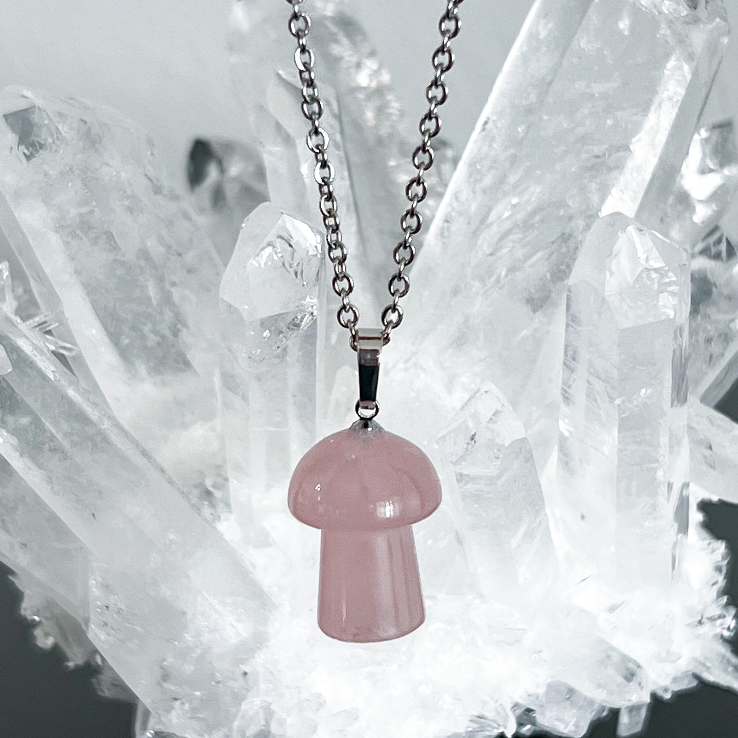 Rose Quartz Mushroom Necklace