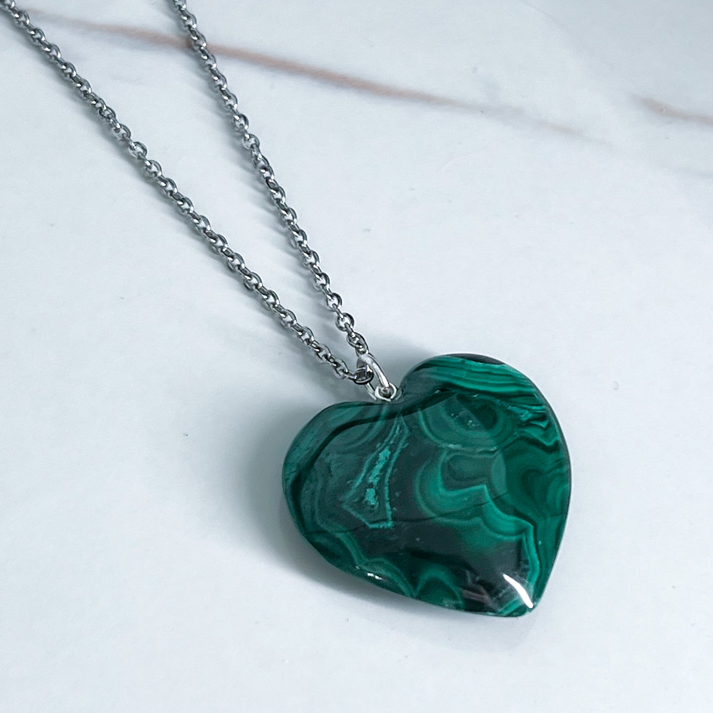 Malachite Heart Necklace (Style 3)