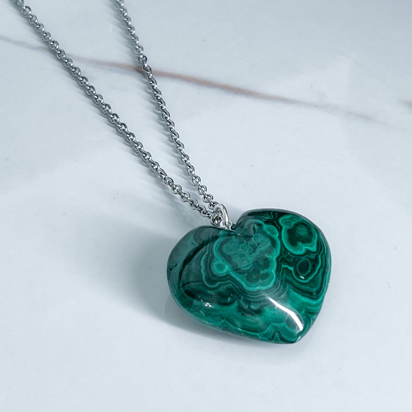 Malachite Heart Necklace (Style 2)