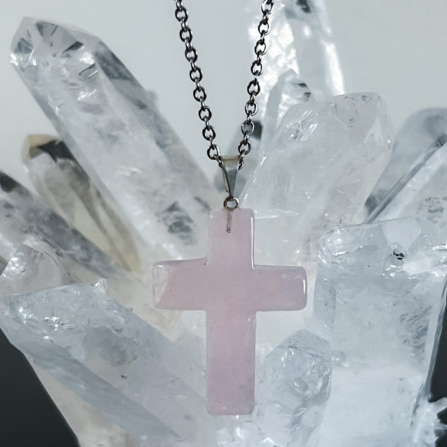 Rose Quartz Cross Necklace