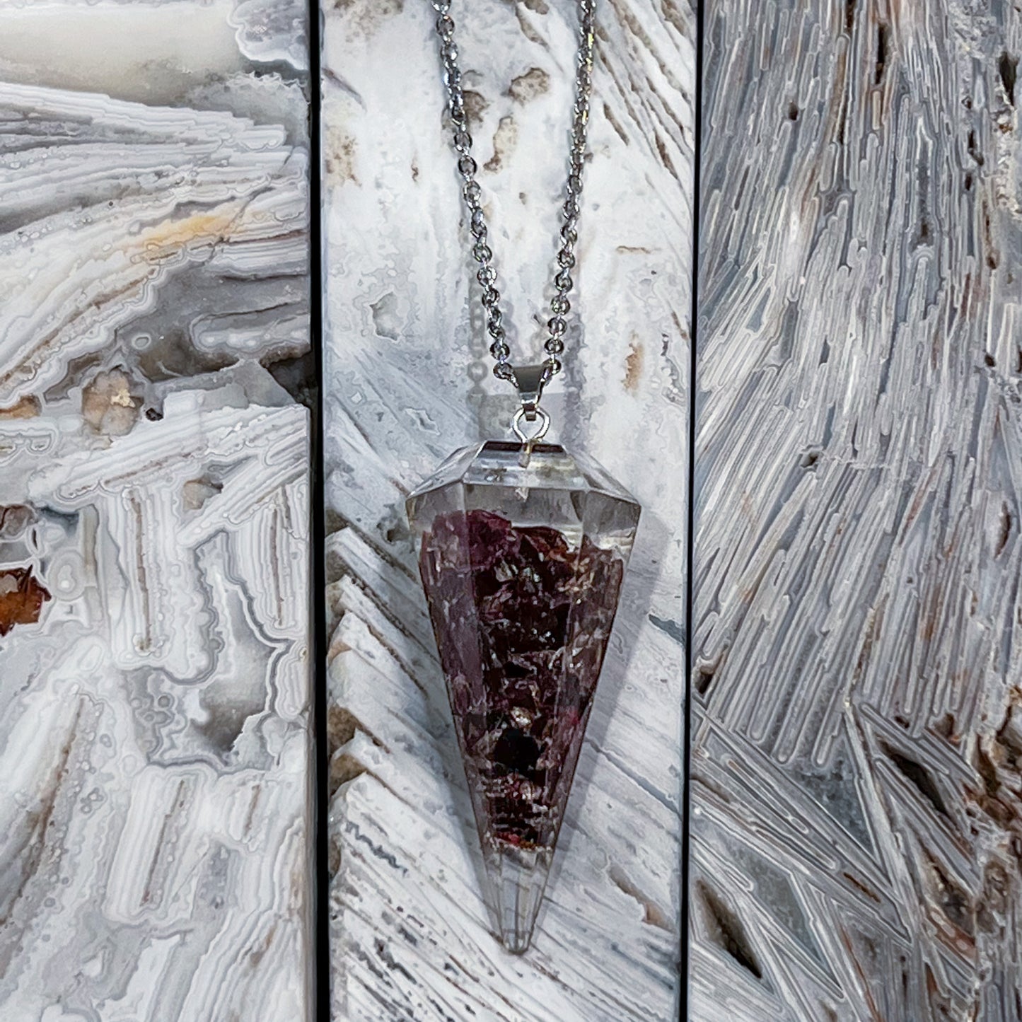 Garnet Pendulum Orgonite Necklace