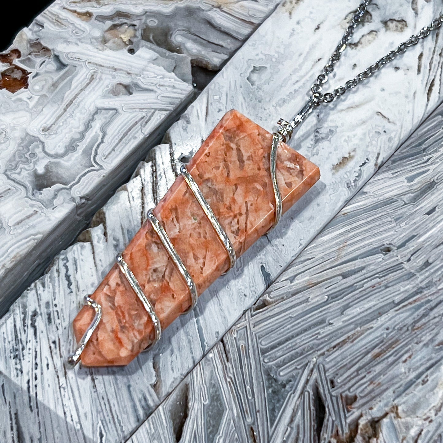 Sunstone Wrap Necklace