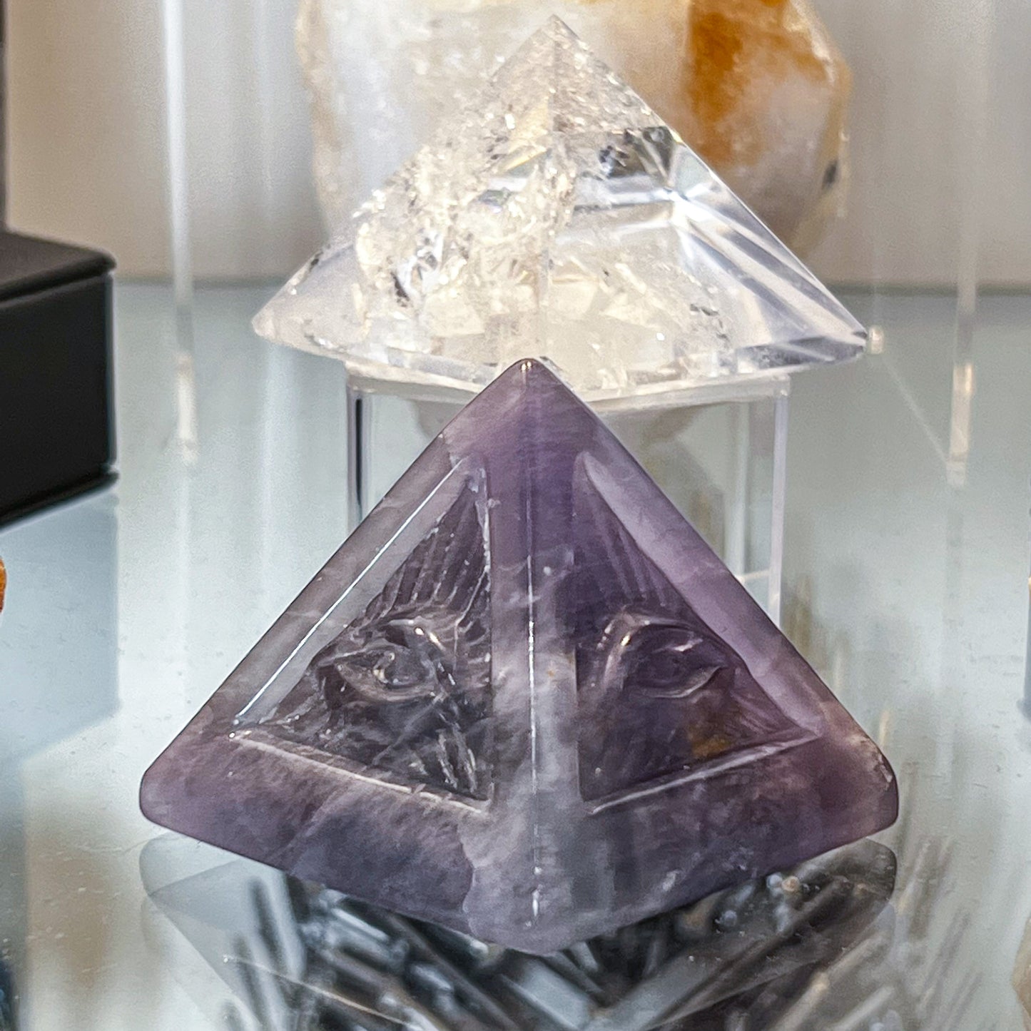 Fluorite Engraved Pyramid