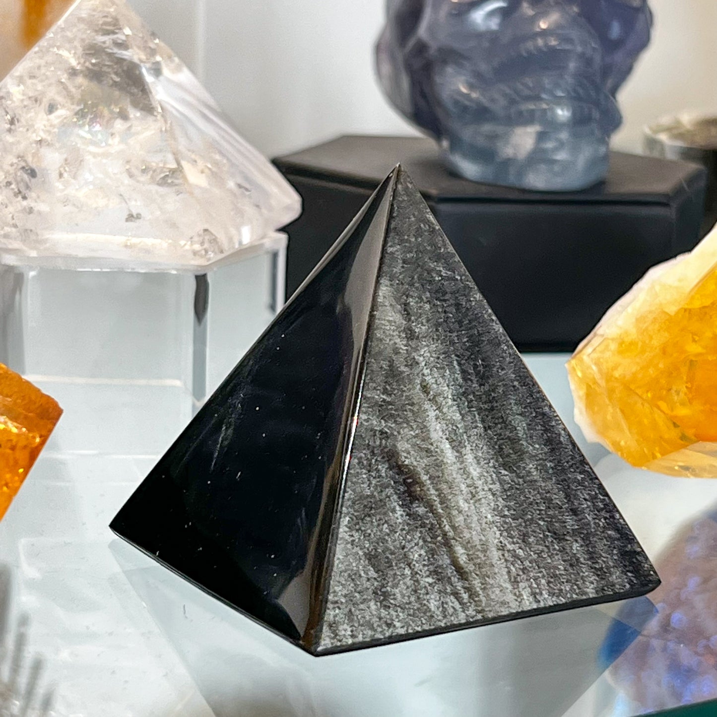 Gold Sheen Obsidian Pyramid