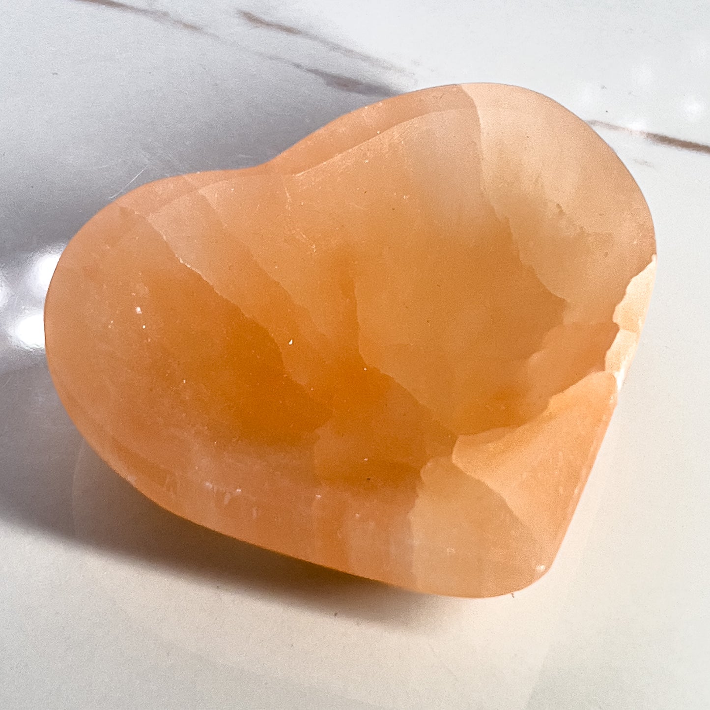 Peach Selenite Heart Bowl