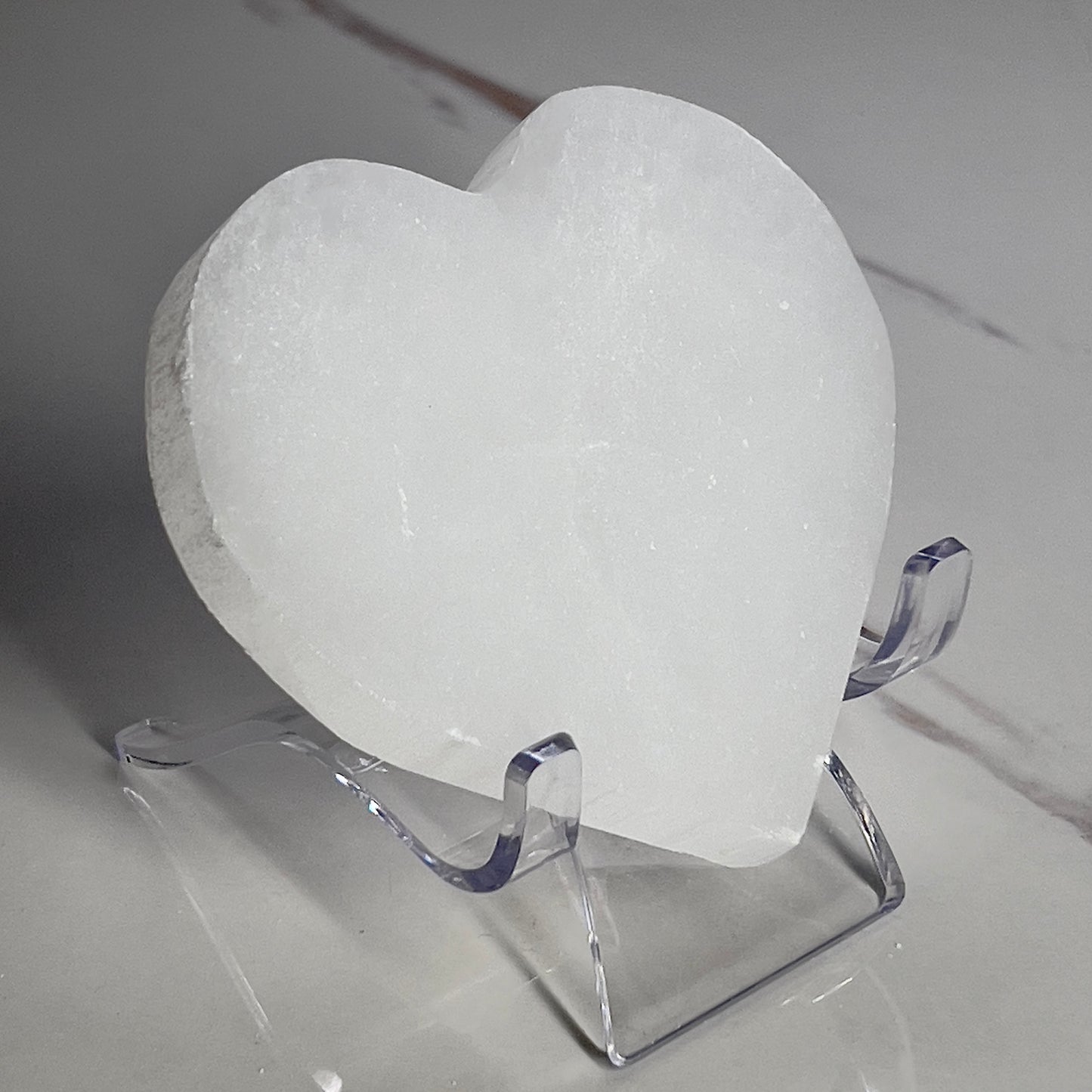 Selenite Flat Heart