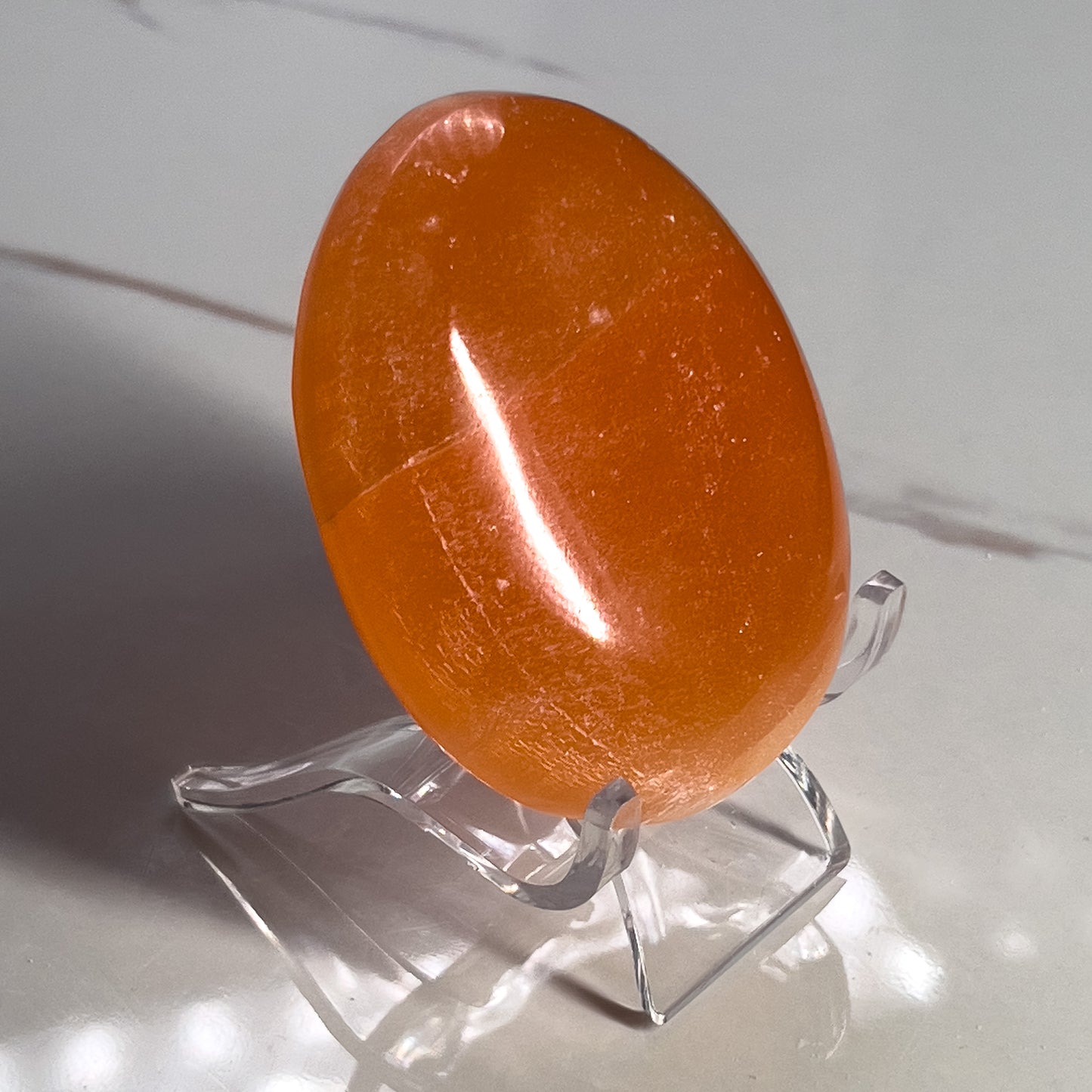 Peach Selenite Palm Stone