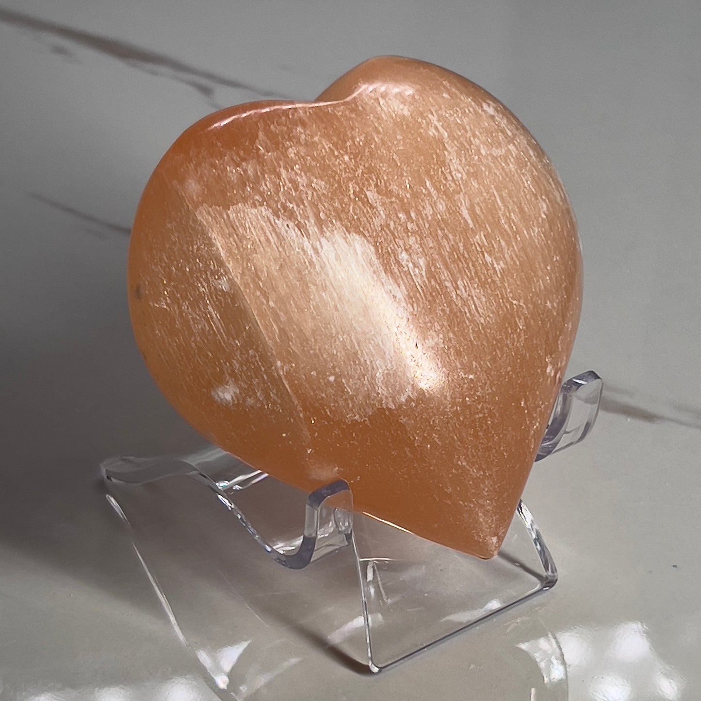 Peach Selenite Heart Large