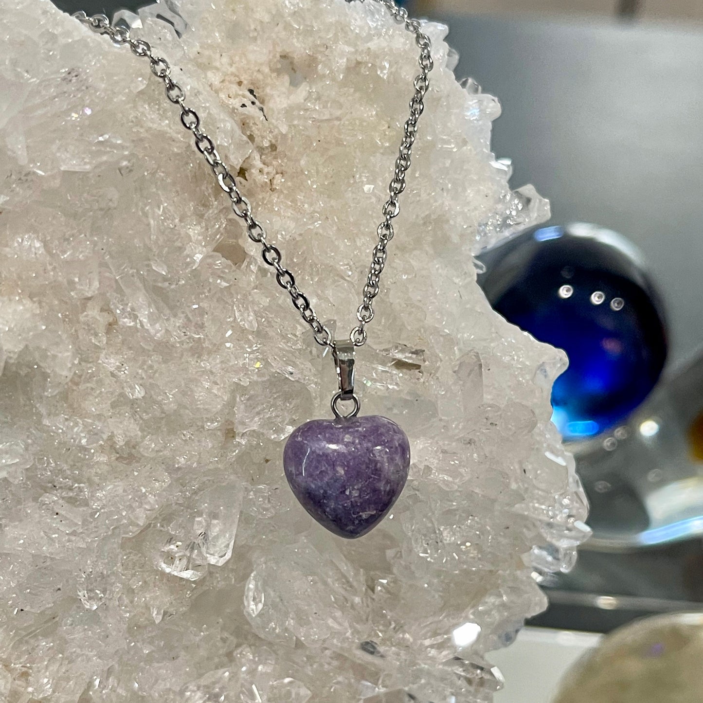 Lepidolite Heart Necklace