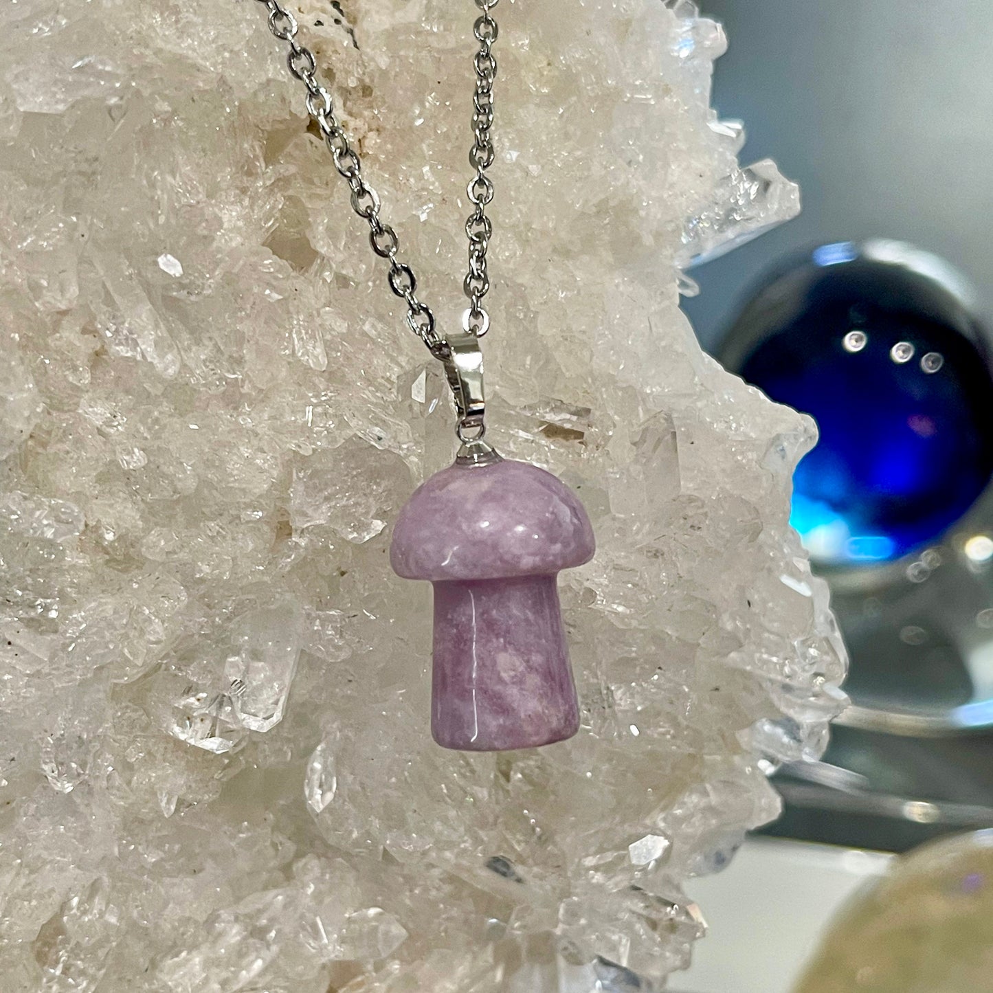 Lepidolite Mushroom Necklace
