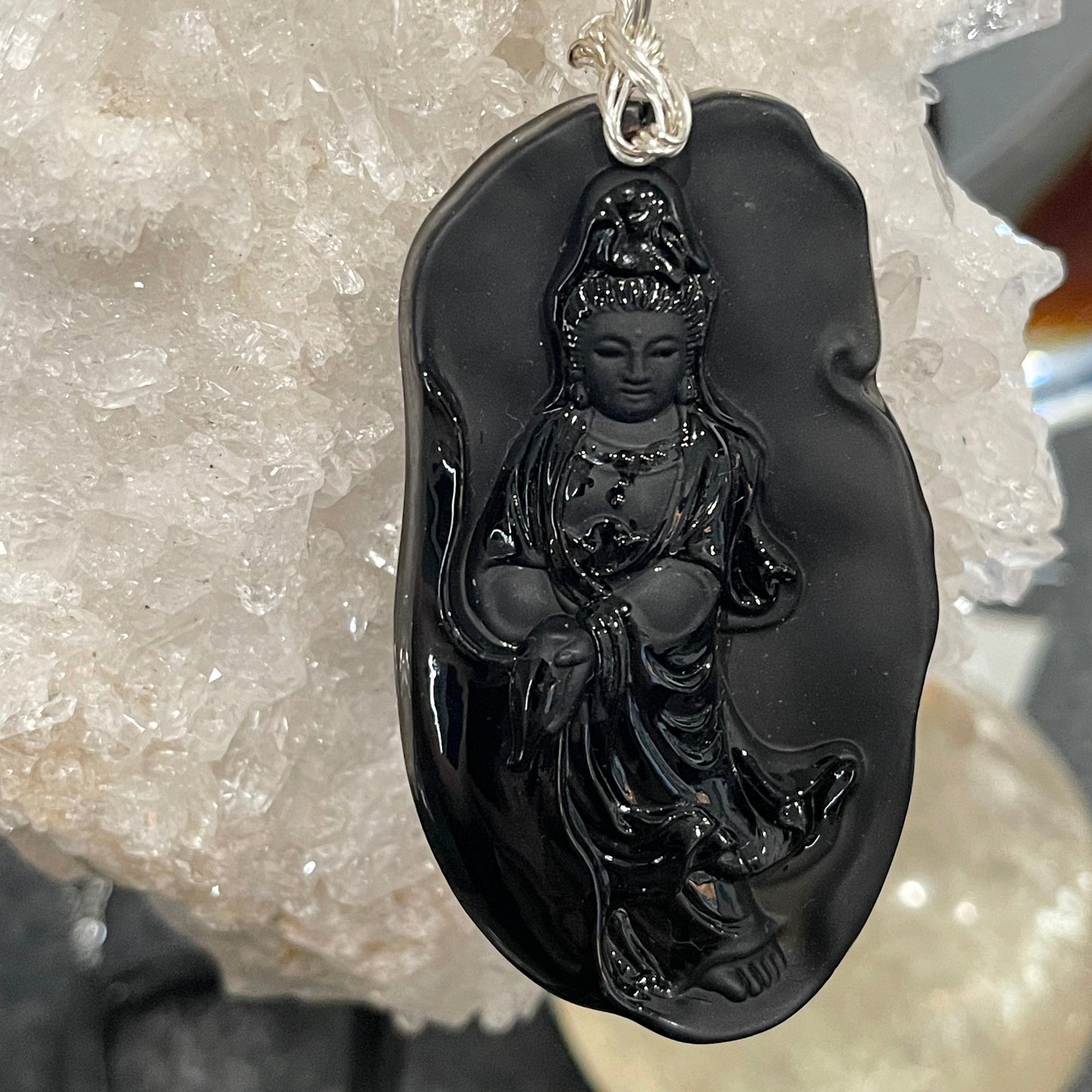 Obsidian Kwan Yin Necklace