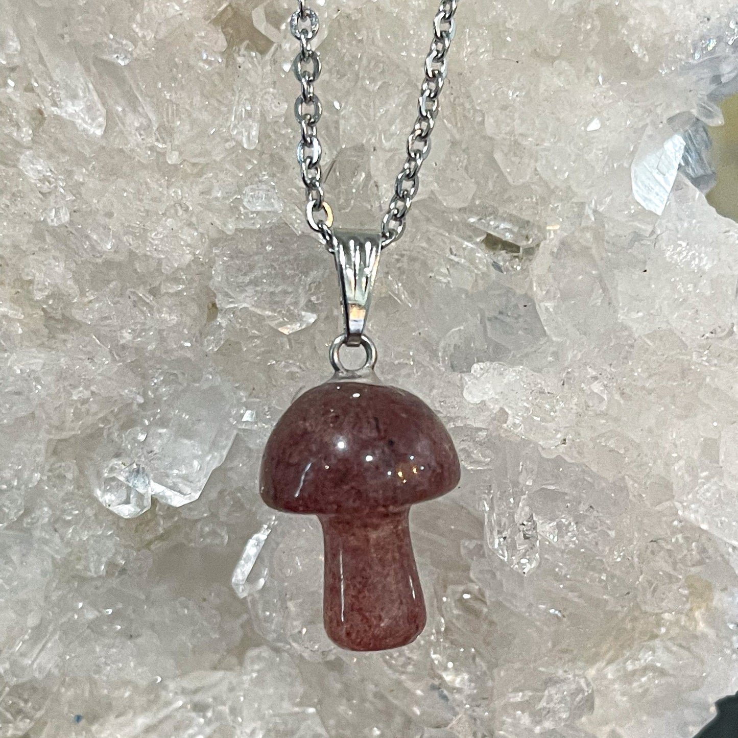 Strawberry Quartz Mushroom Necklace