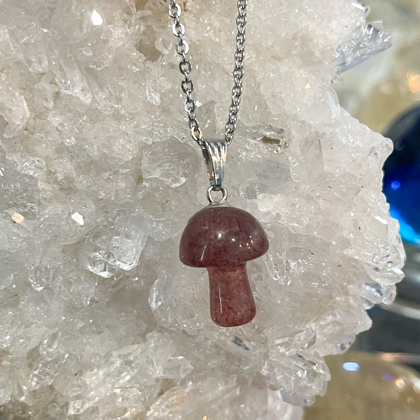 Strawberry Quartz Mushroom Necklace