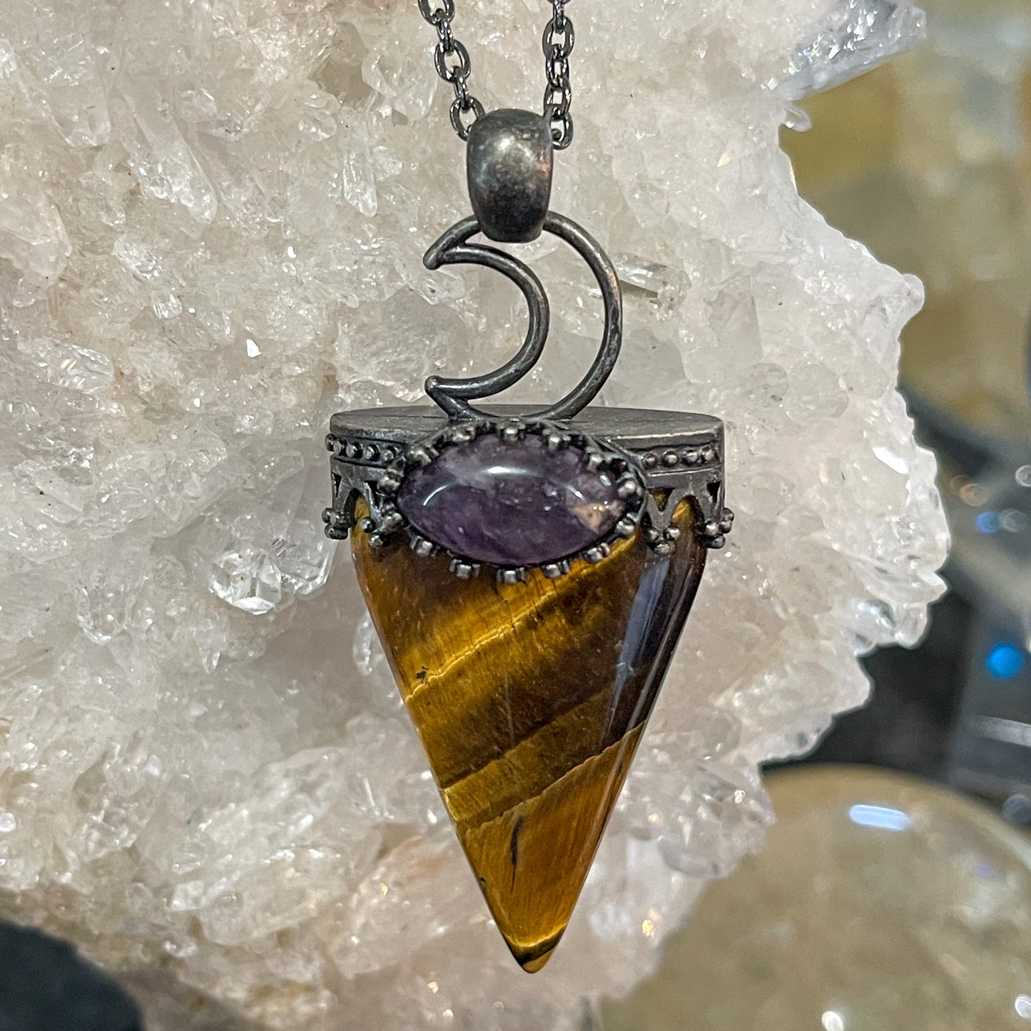 Tiger Eye with Amethyst Necklace