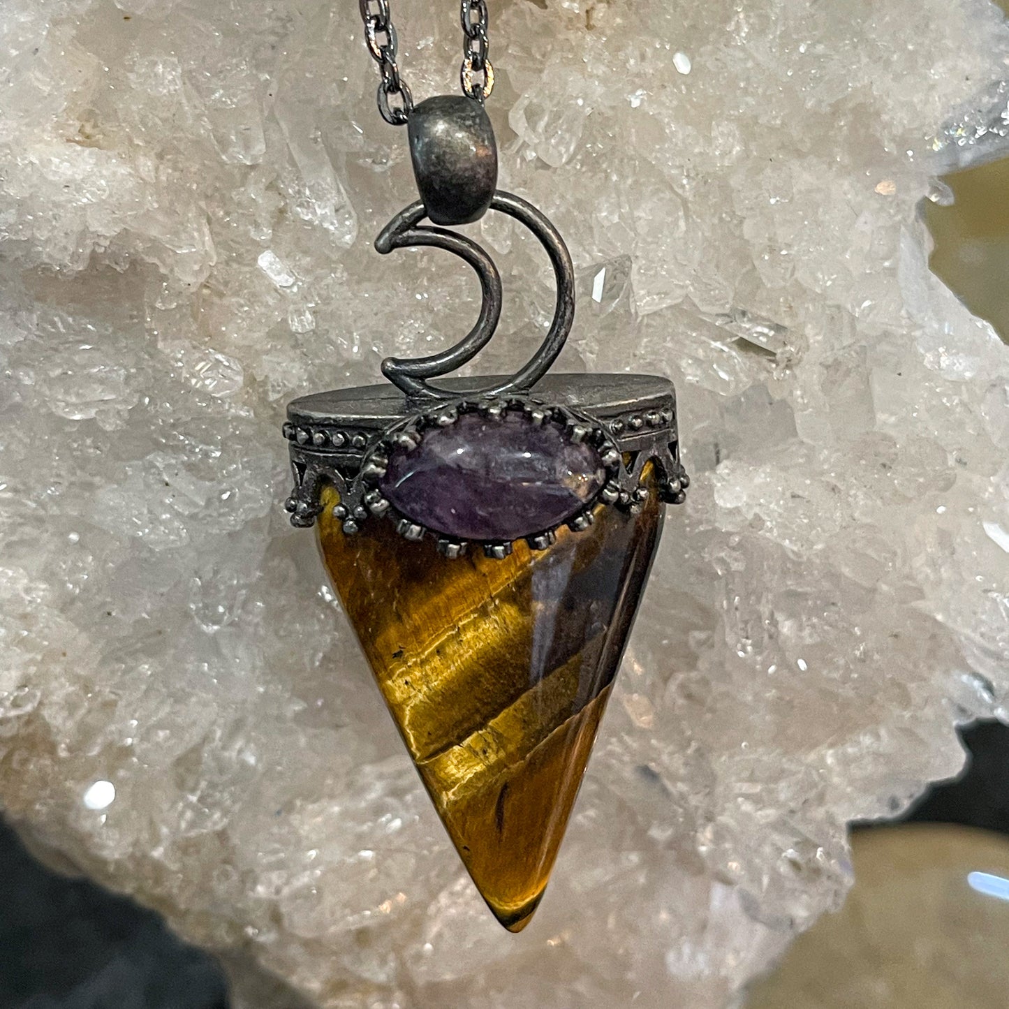 Tiger Eye with Amethyst Necklace