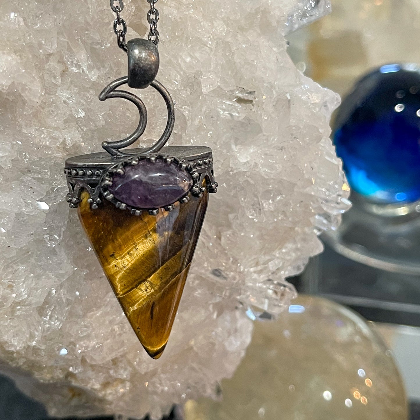 Tiger Eye with Amethyst Necklace