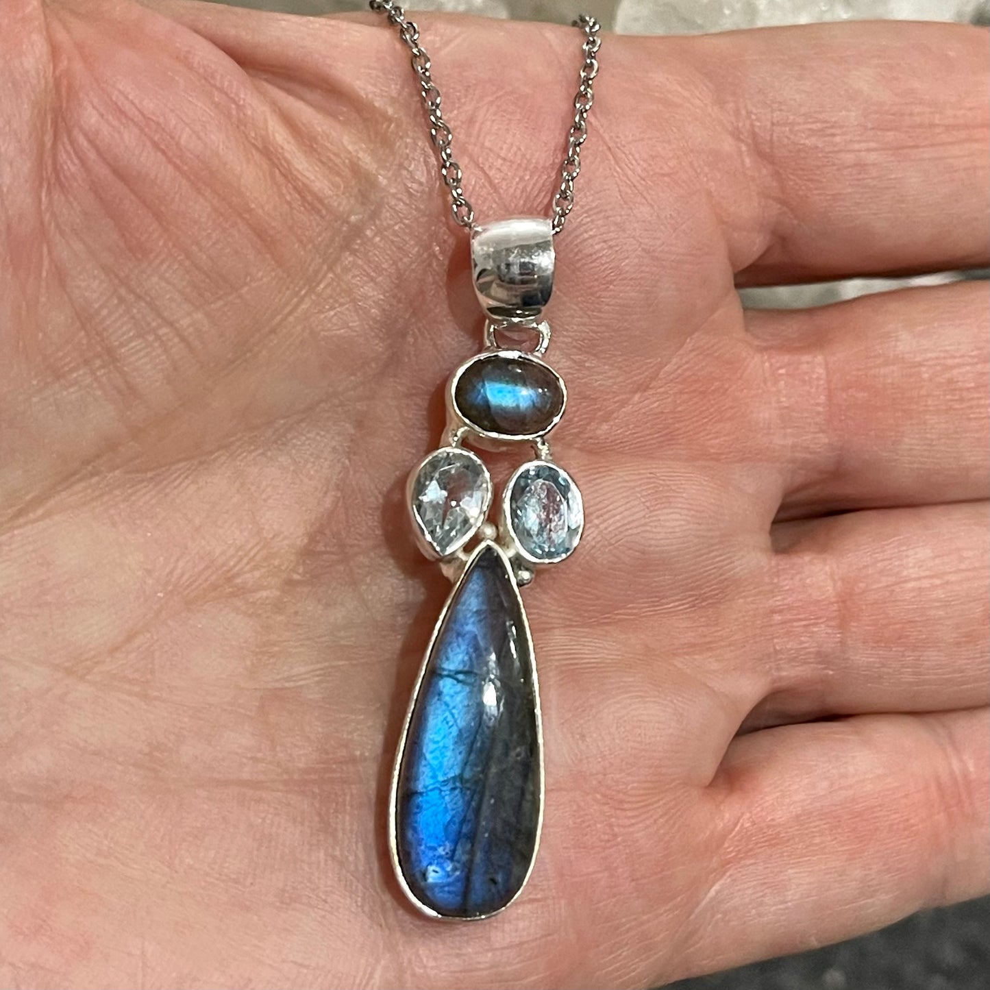 Labradorite & Blue Topaz Sterling Silver Necklace