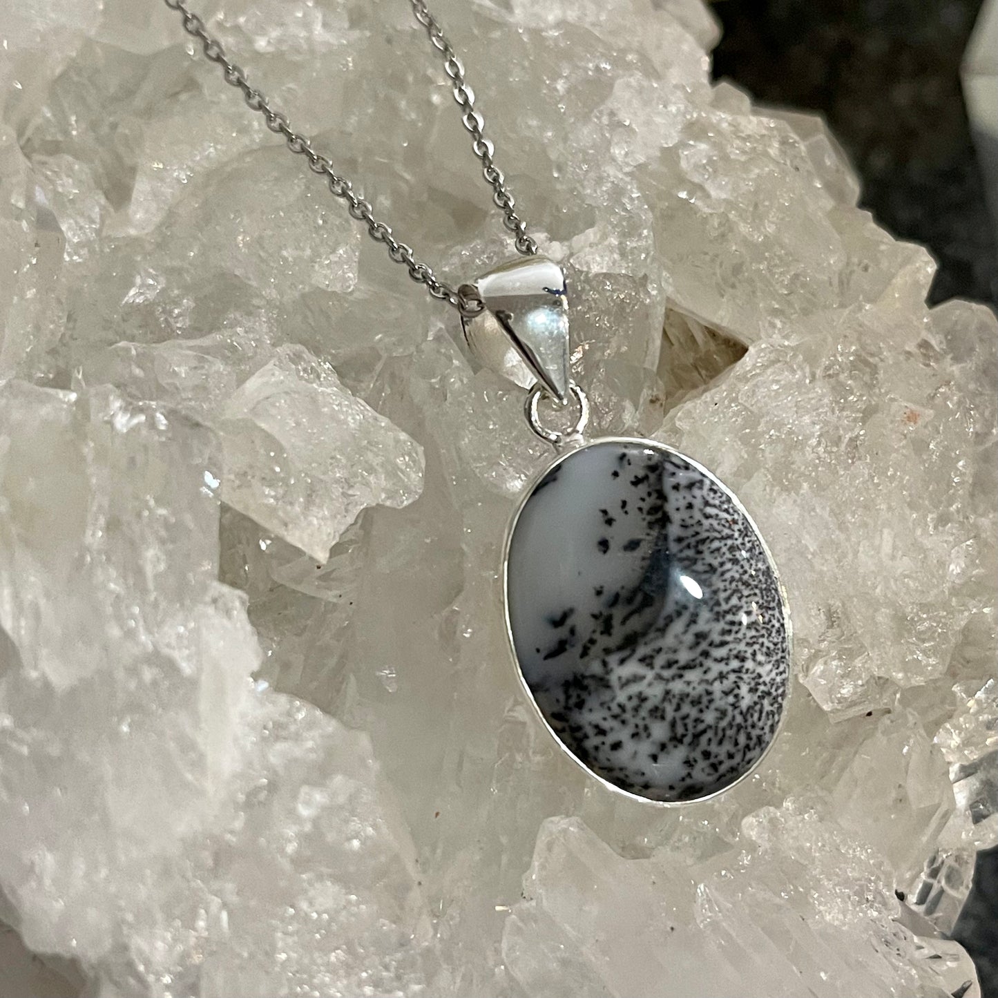 Dendritic Agate Sterling Silver Necklace