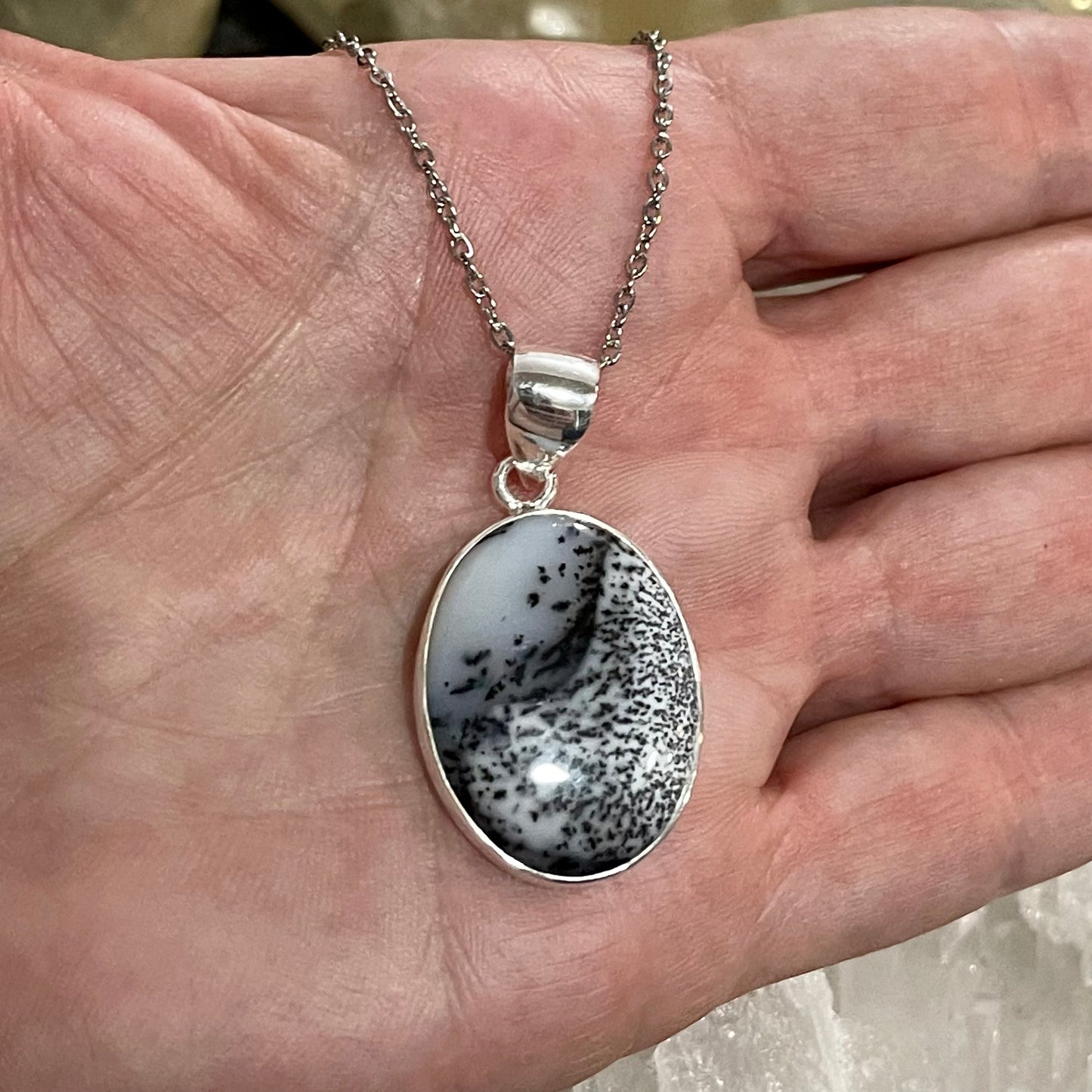 Dendritic Agate Sterling Silver Necklace