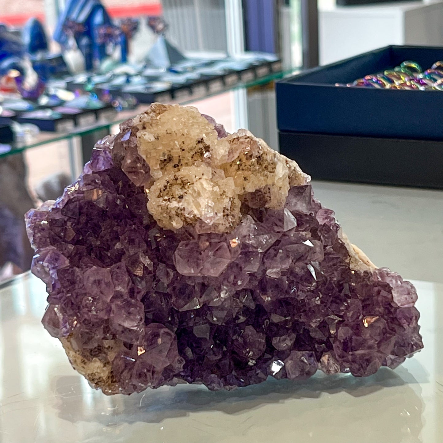 Amethyst Cluster with Calcite