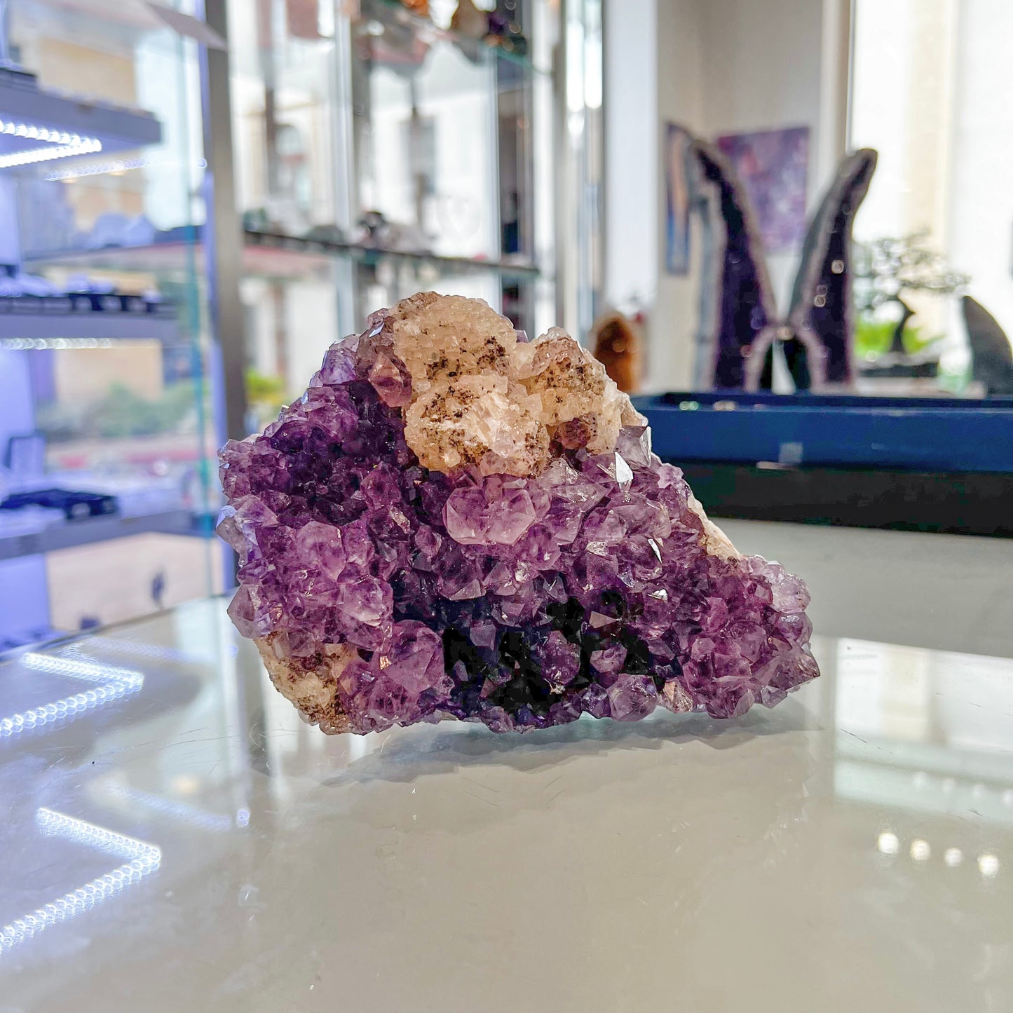 Amethyst Cluster with Calcite