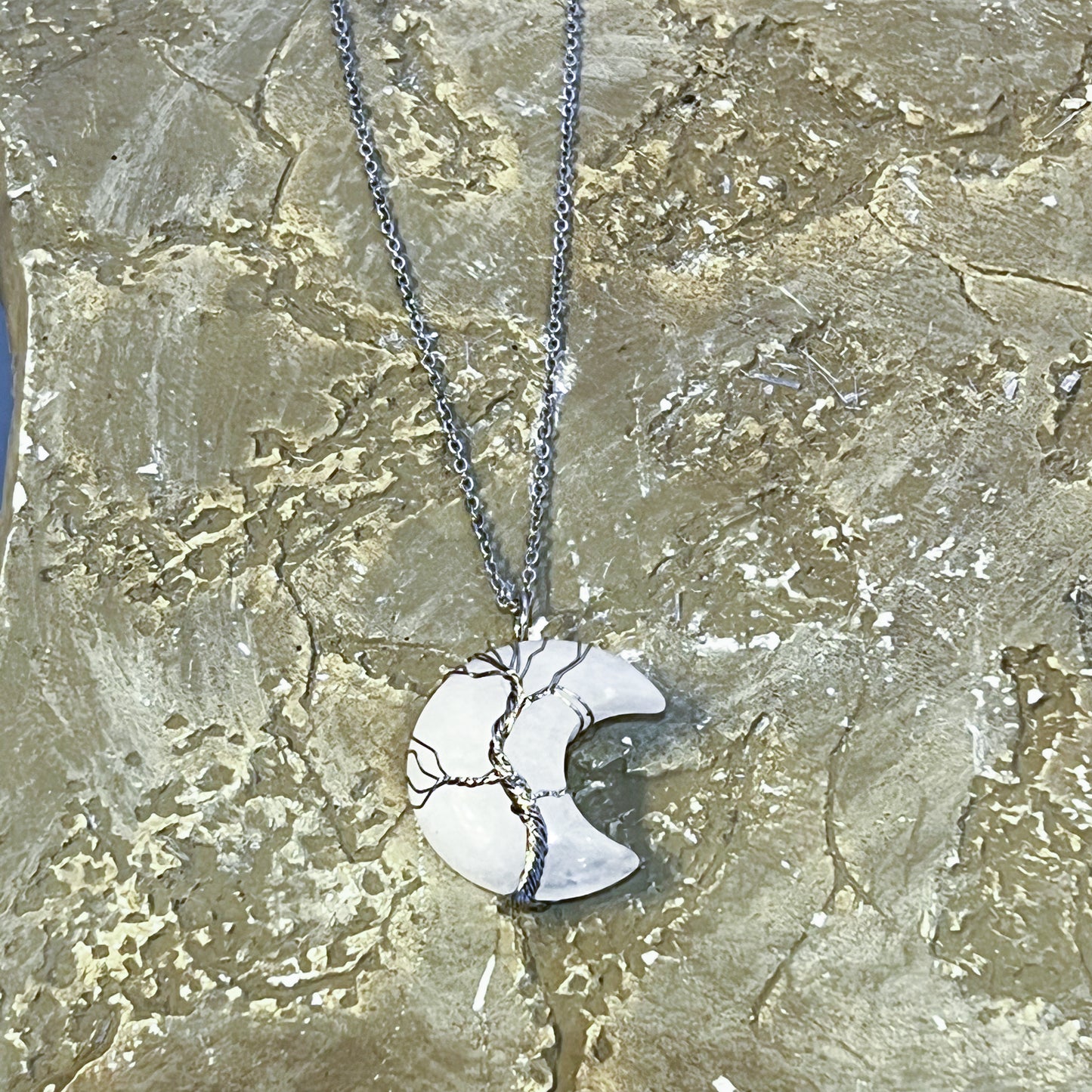 Quartz Moon Tree of Life Necklace
