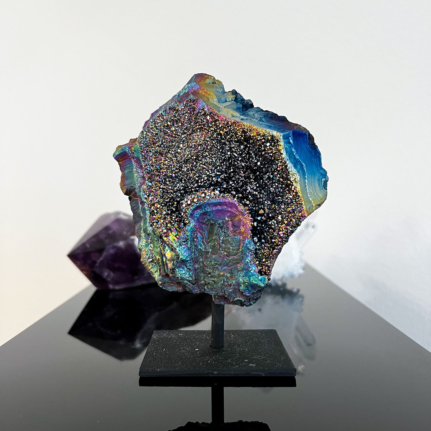Titanium Aura Amethyst on Stand