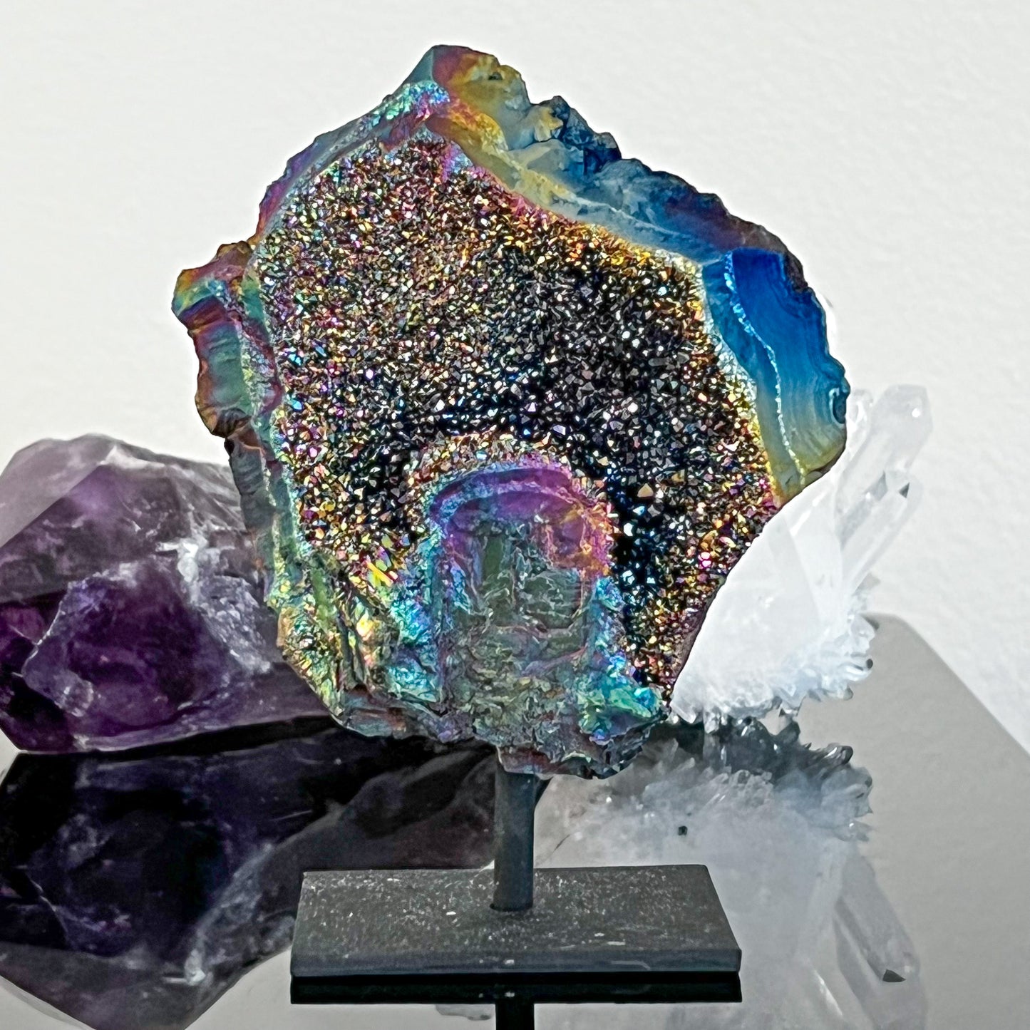 Titanium Aura Amethyst on Stand