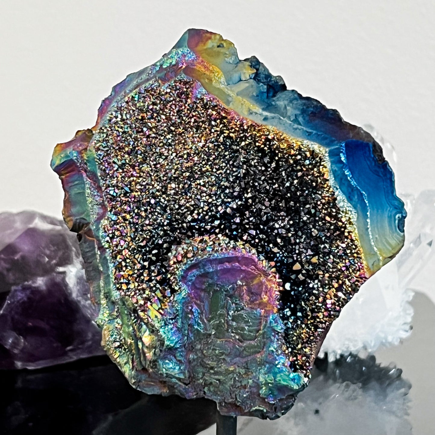 Titanium Aura Amethyst on Stand