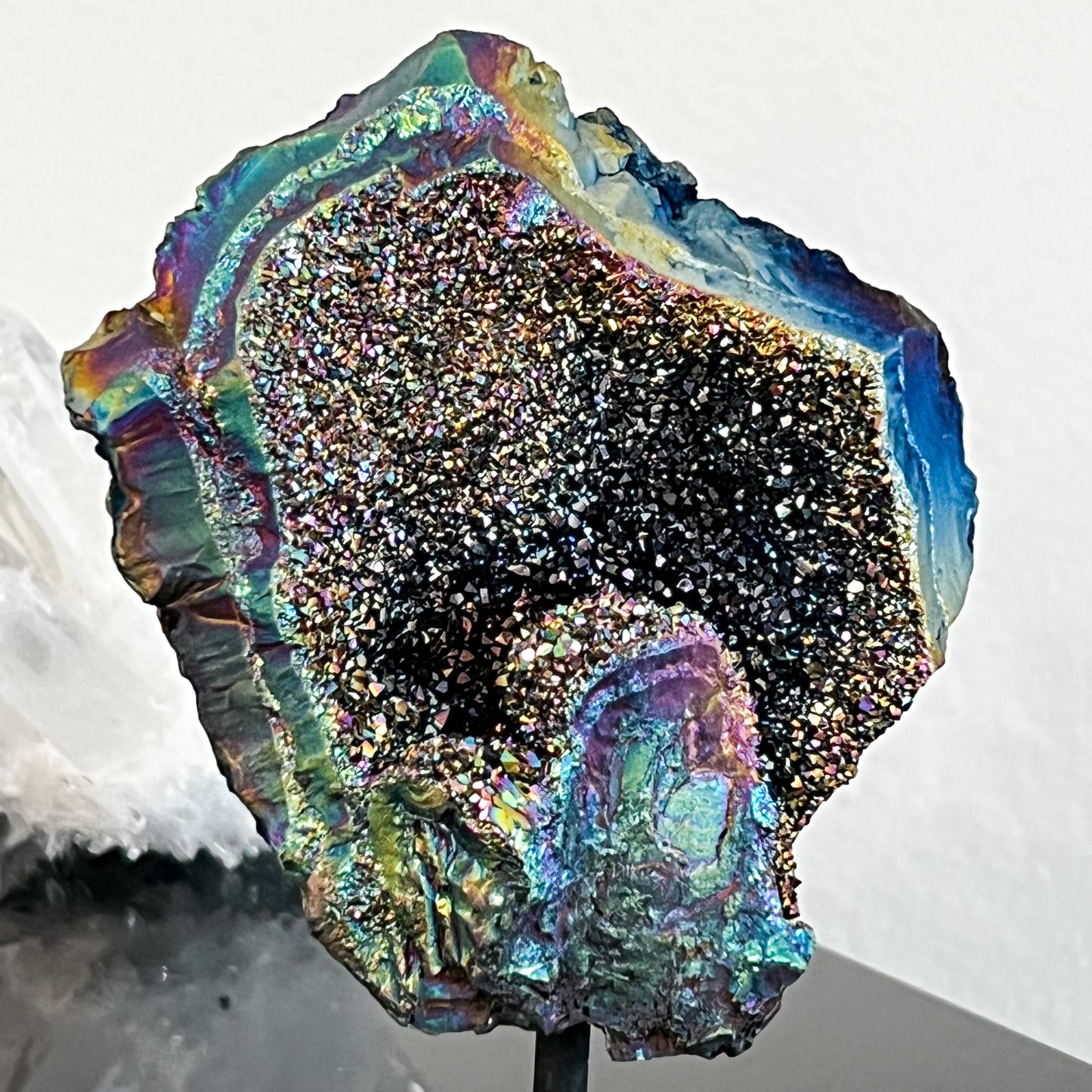 Titanium Aura Amethyst on Stand