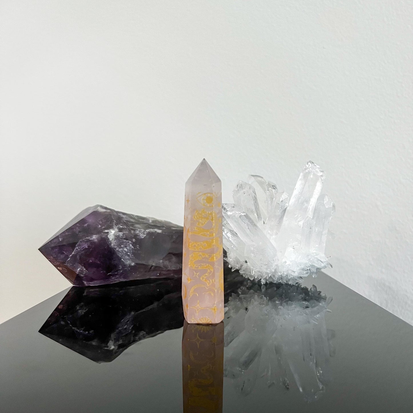Rose Quartz Astrology Etched Tower