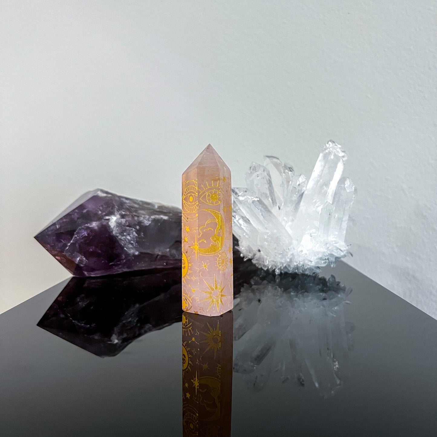 Rose Quartz Astrology Etched Tower