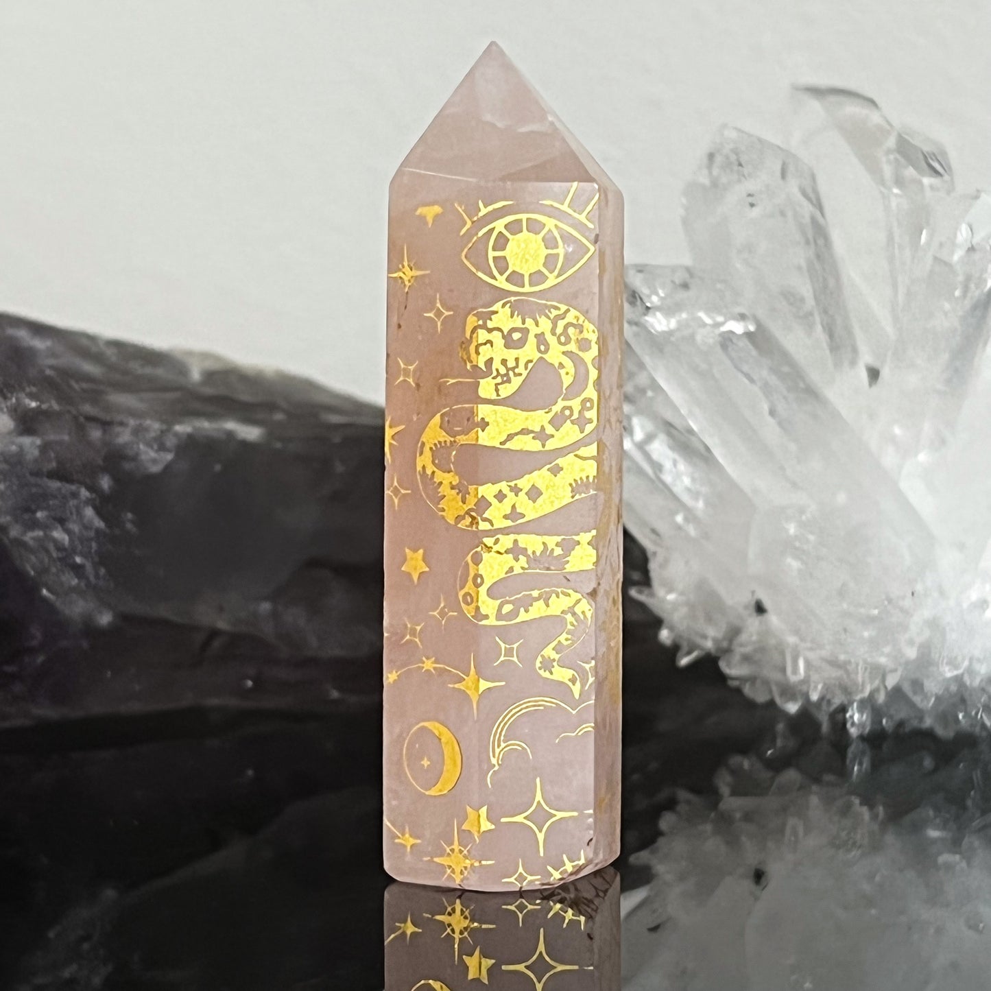 Rose Quartz Astrology Etched Tower