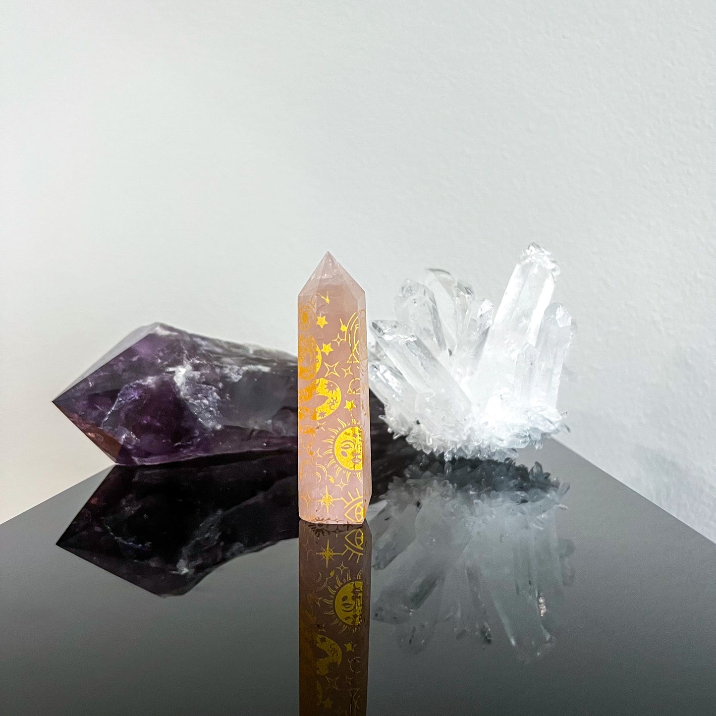 Rose Quartz Astrology Etched Tower