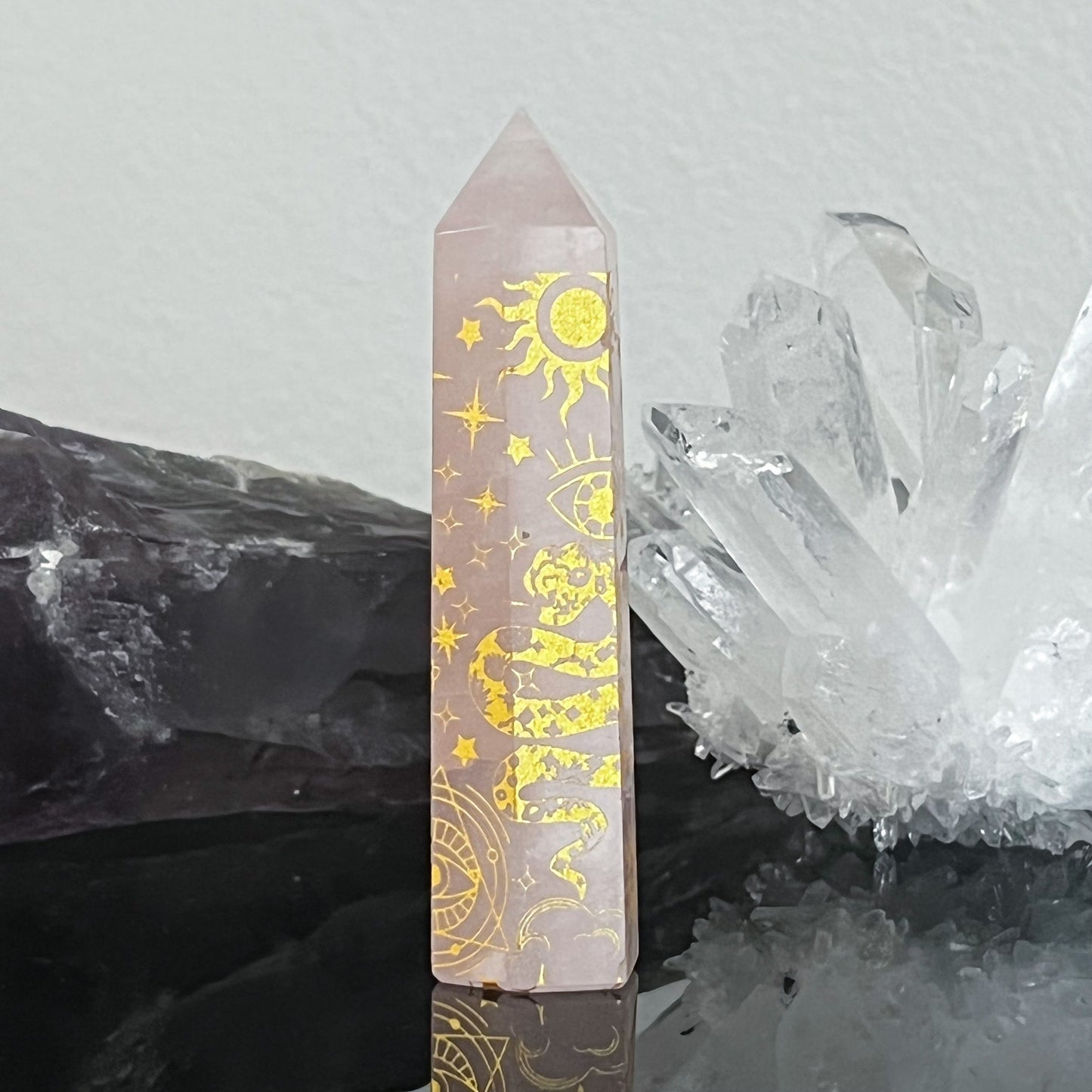 Rose Quartz Astrology Etched Tower