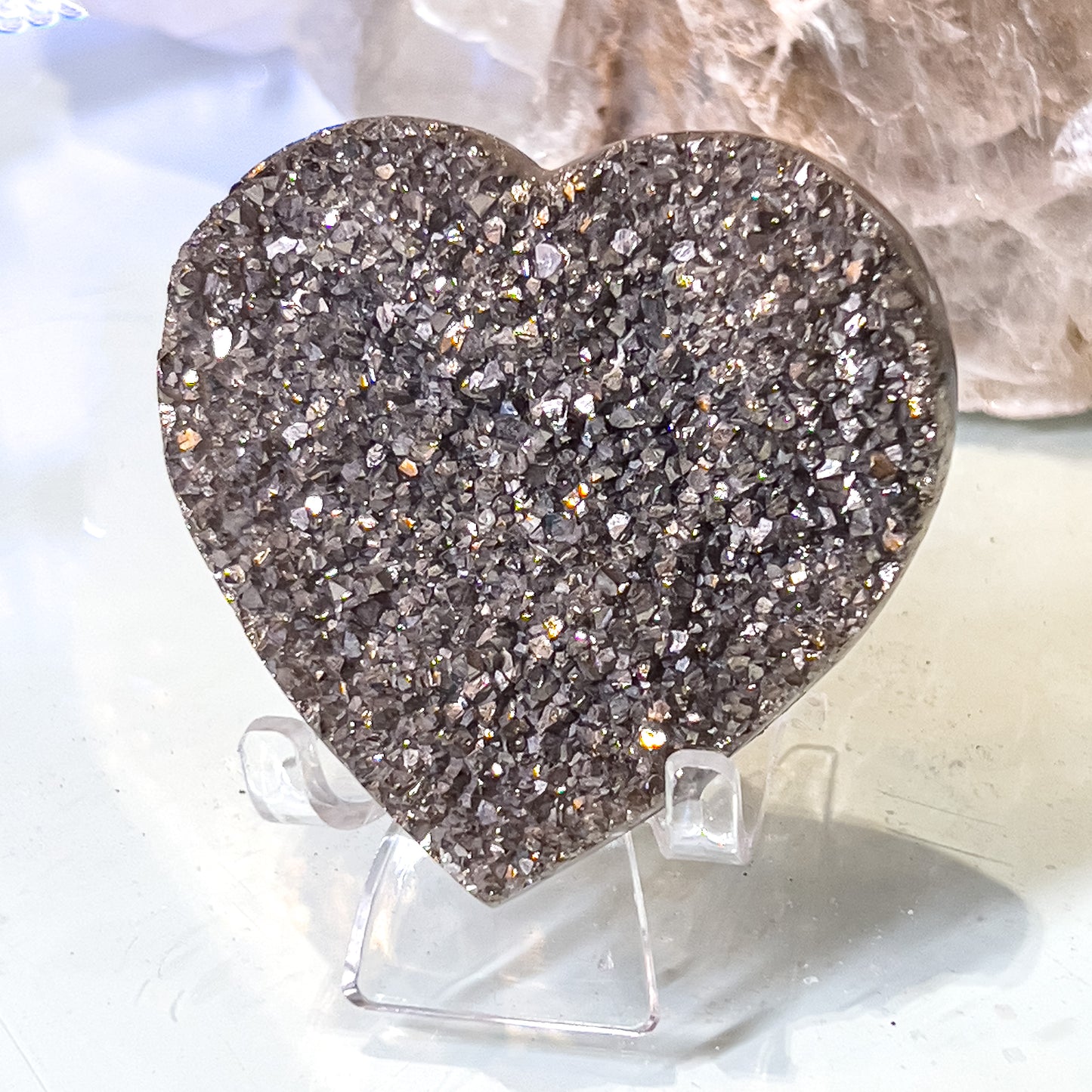 Silver Aura Amethyst Heart