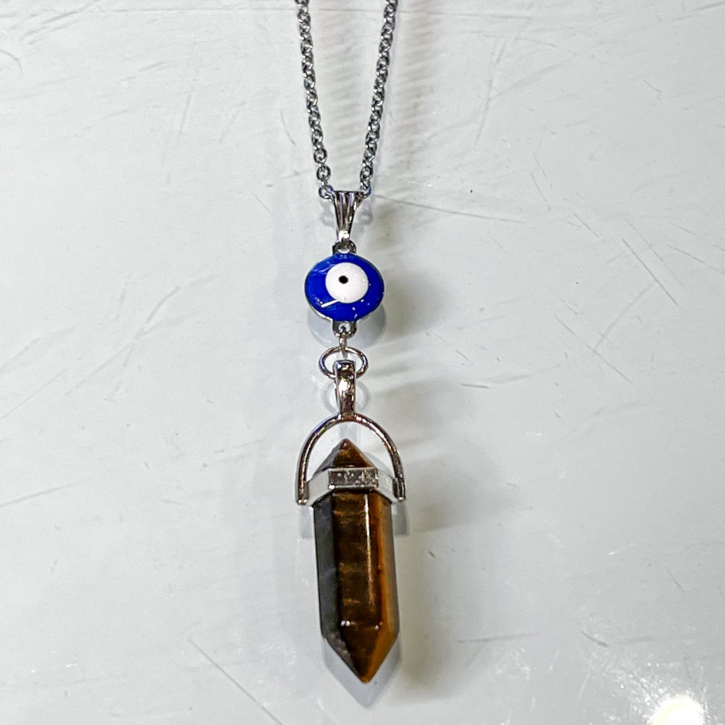 Tiger Eye & Evil Eye Necklace