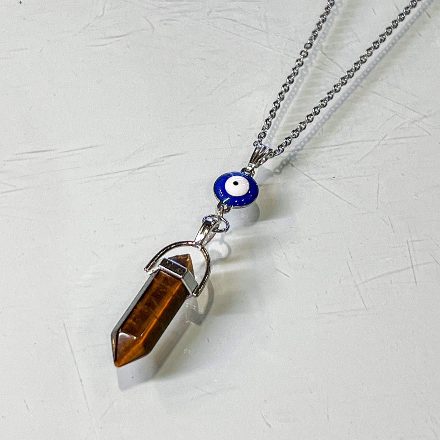 Tiger Eye & Evil Eye Necklace