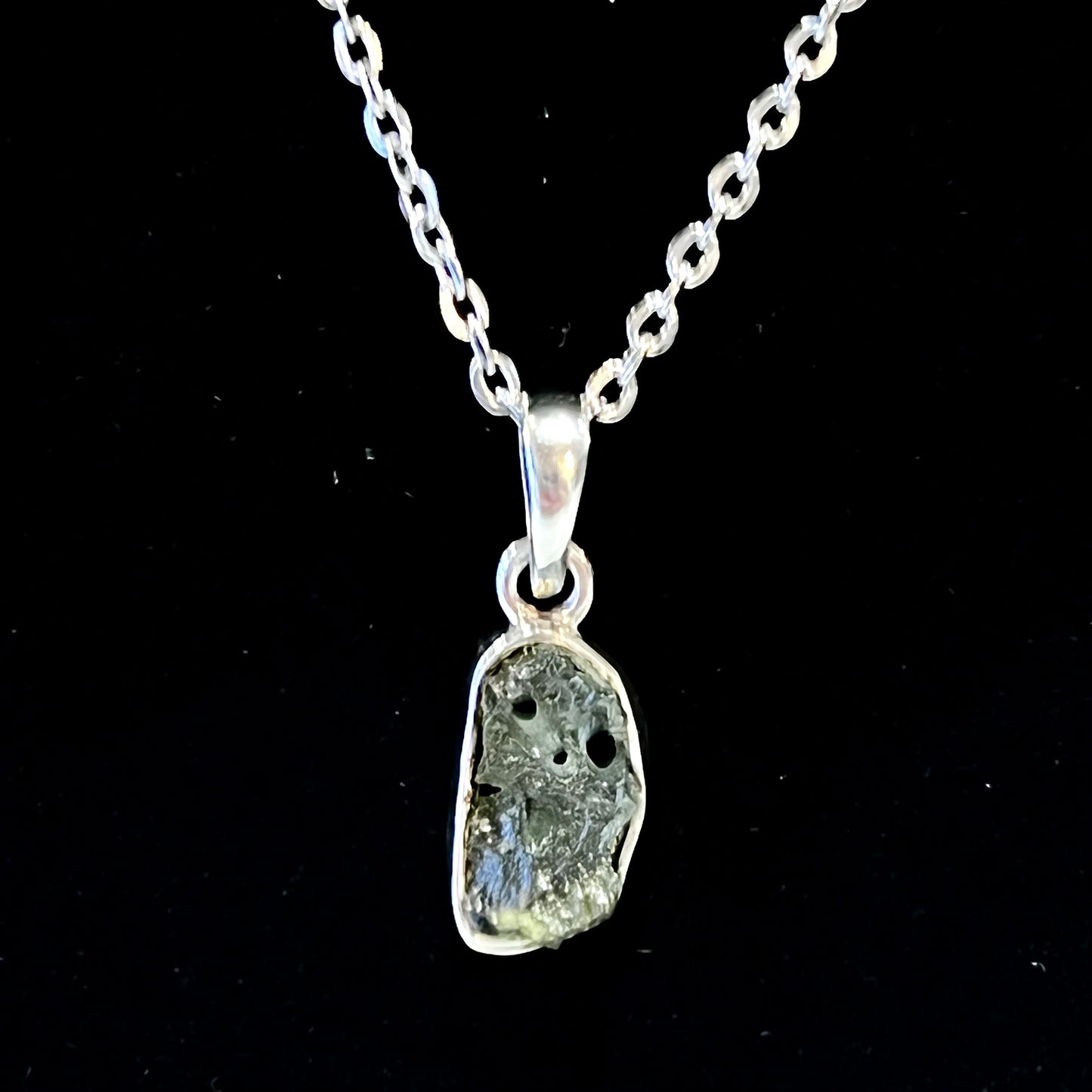 Moldavite Sterling Silver Necklace