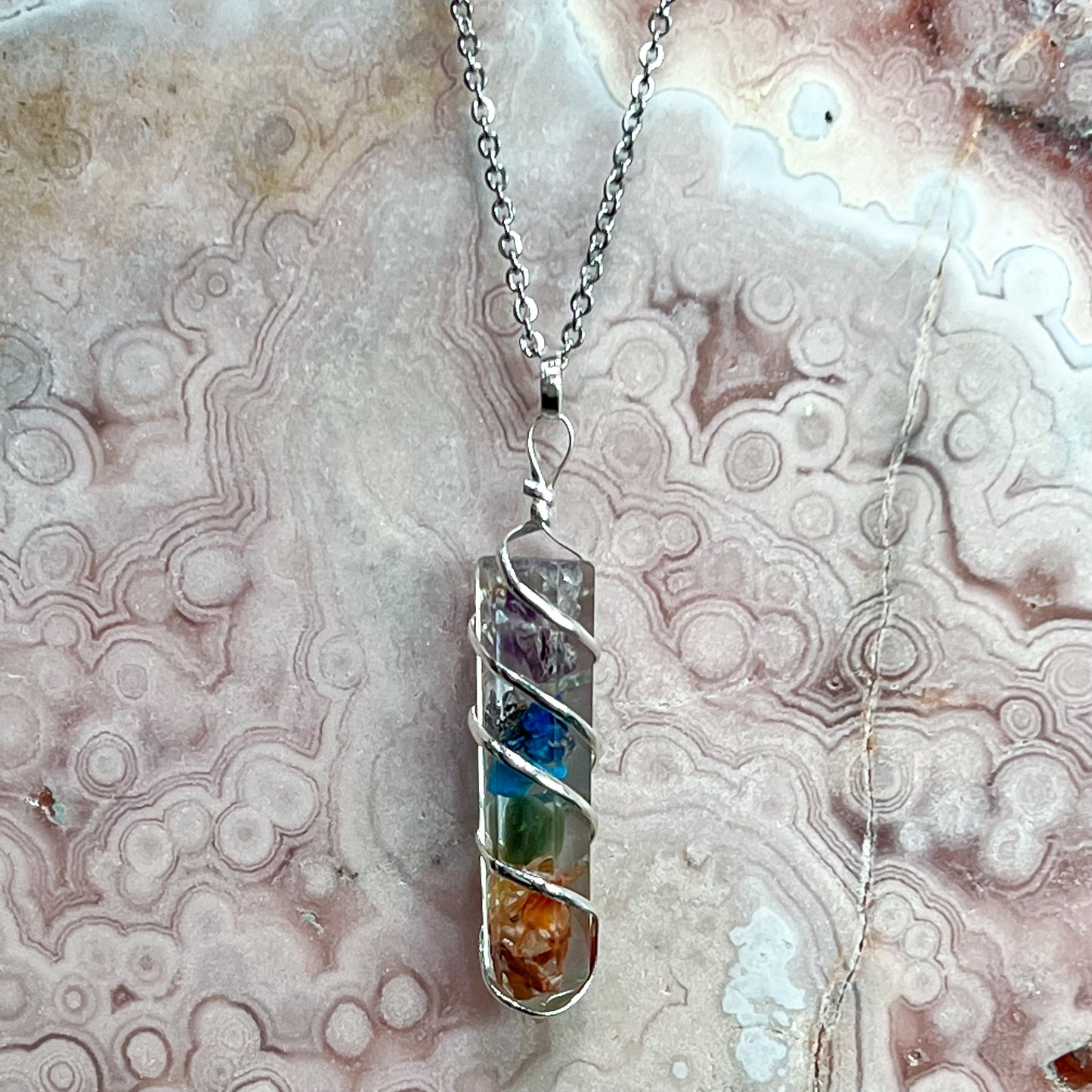 Chakra Orgonite Spiral Necklace