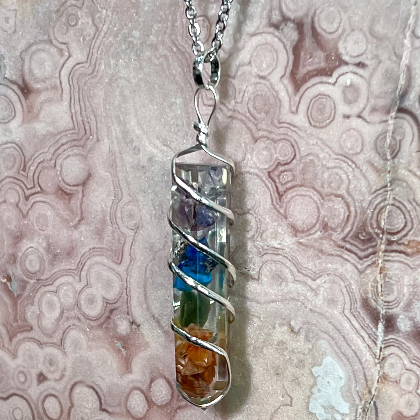 Chakra Orgonite Spiral Necklace