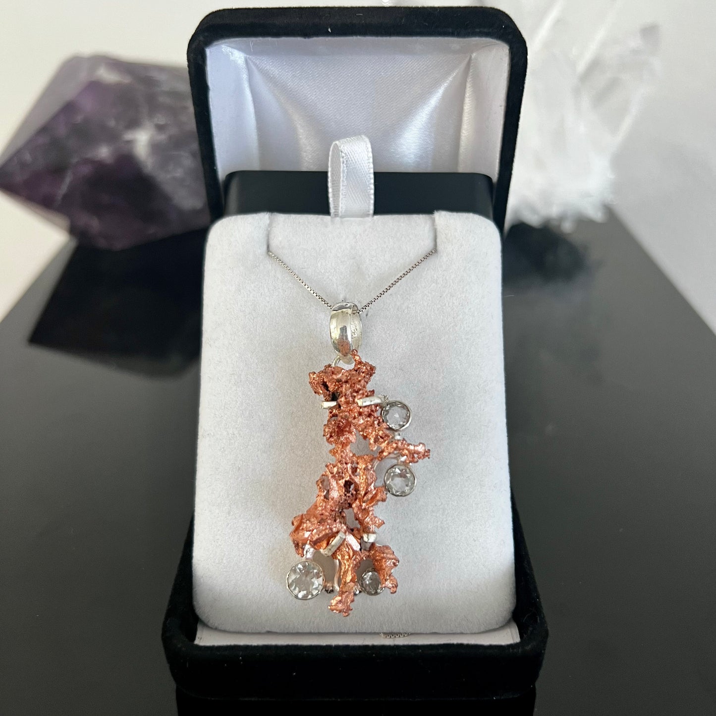 Copper & Quartz Sterling Silver Necklace