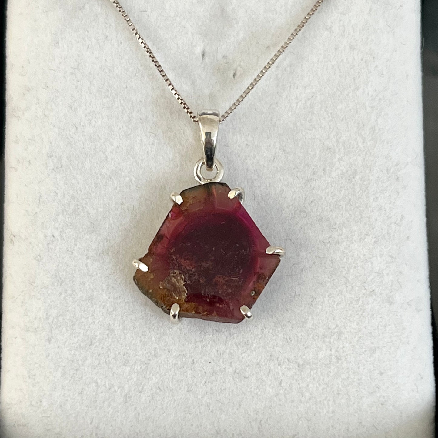Watermelon Tourmaline Sterling Silver Necklace