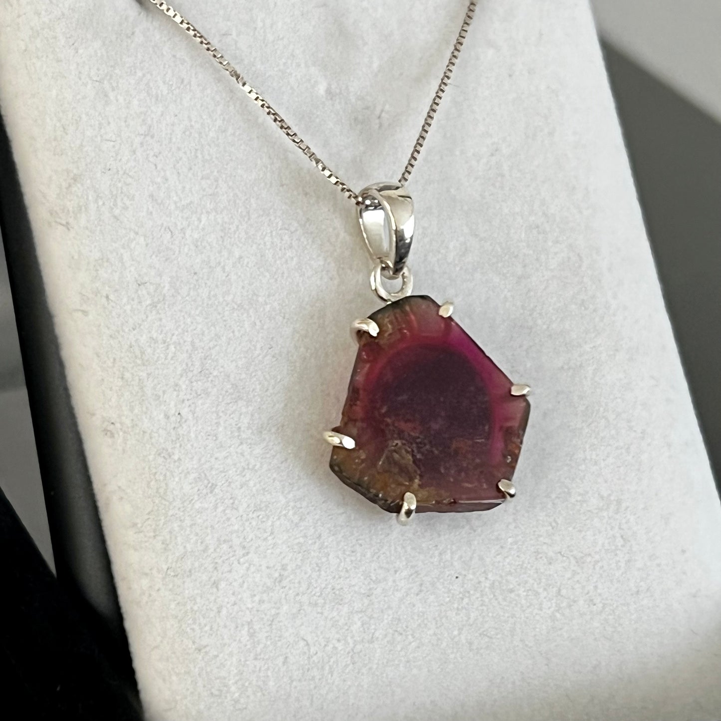 Watermelon Tourmaline Sterling Silver Necklace