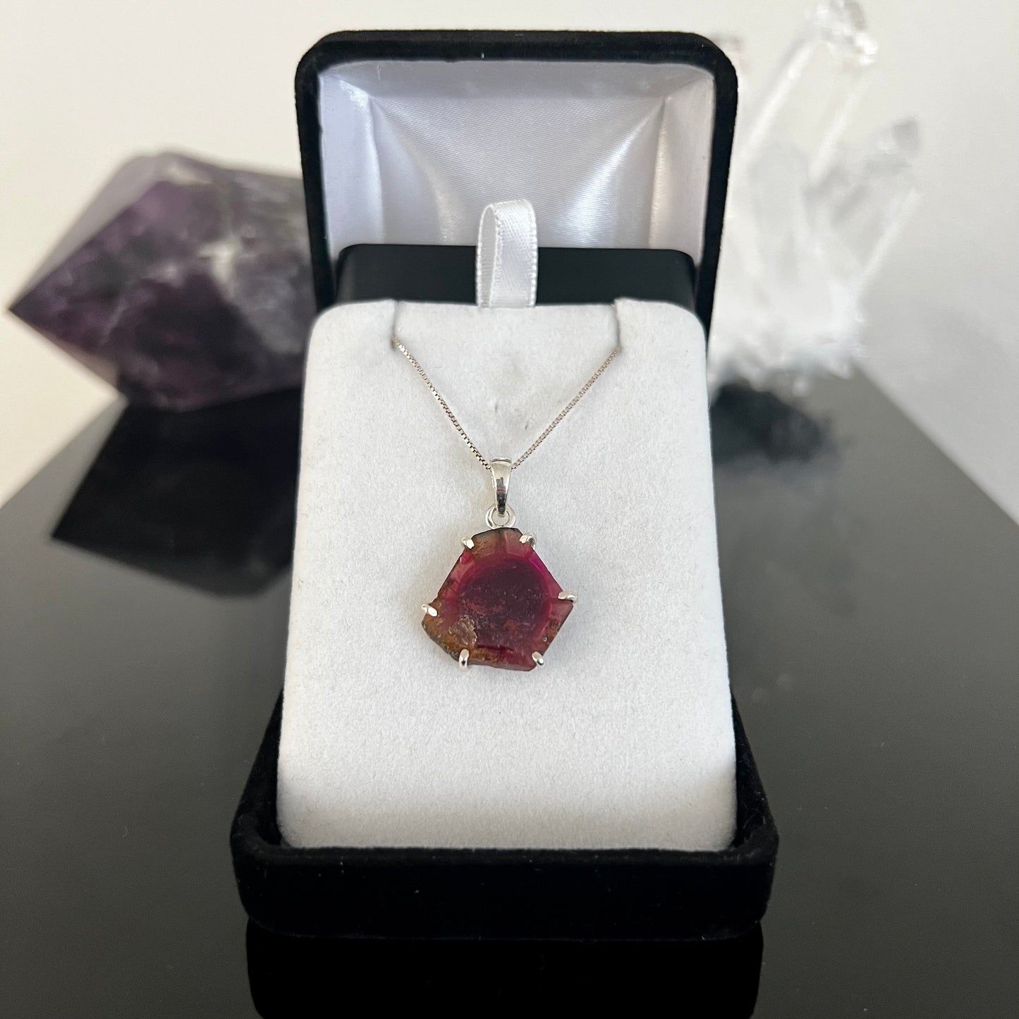 Watermelon Tourmaline Sterling Silver Necklace
