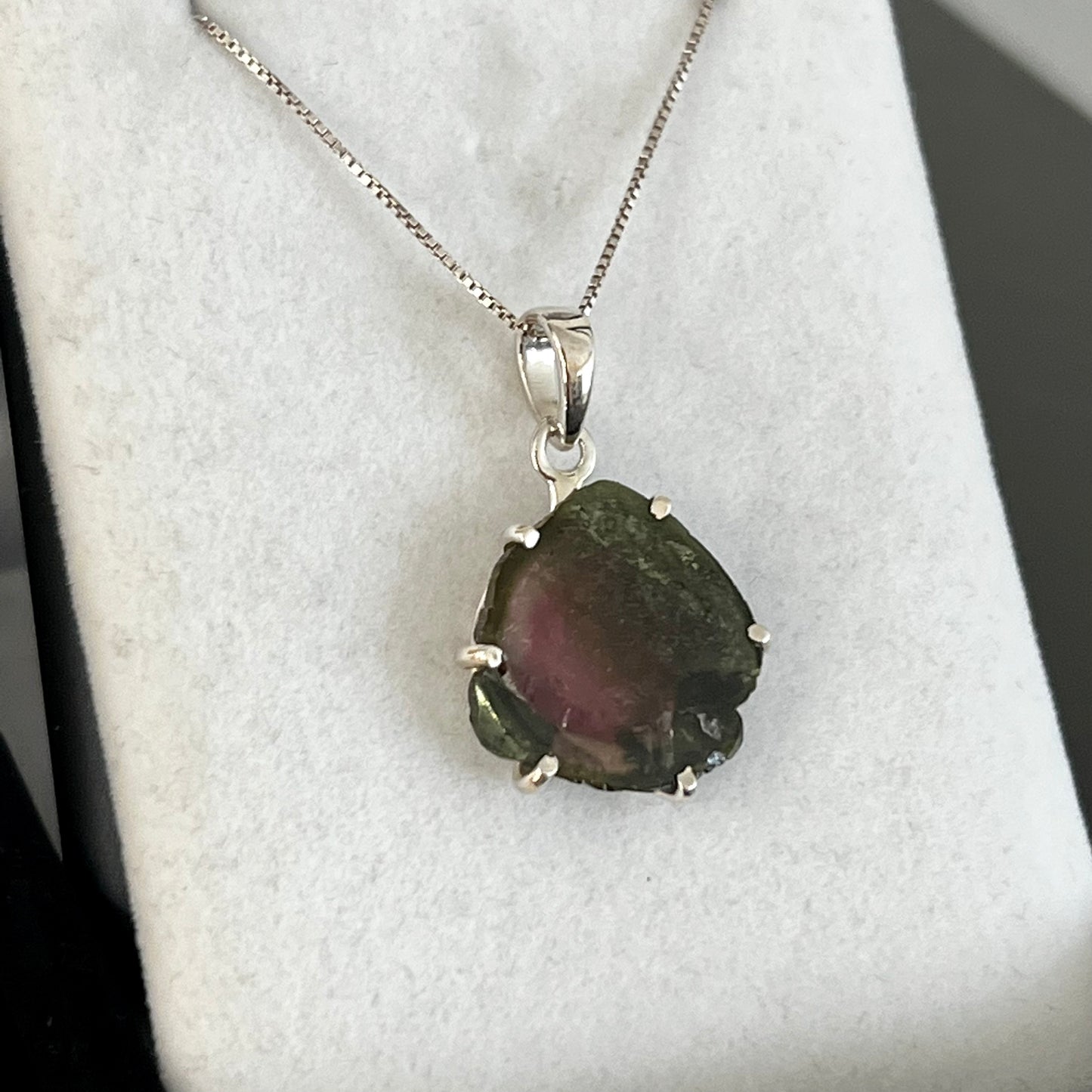 Watermelon Tourmaline Sterling Silver Necklace