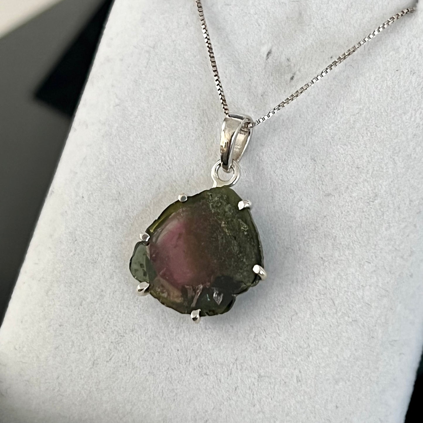Watermelon Tourmaline Sterling Silver Necklace