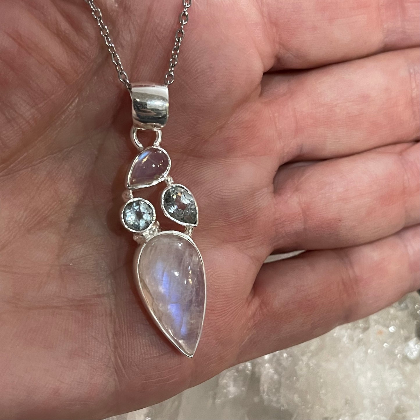Moonstone & Blue Topaz Sterling Silver Necklace