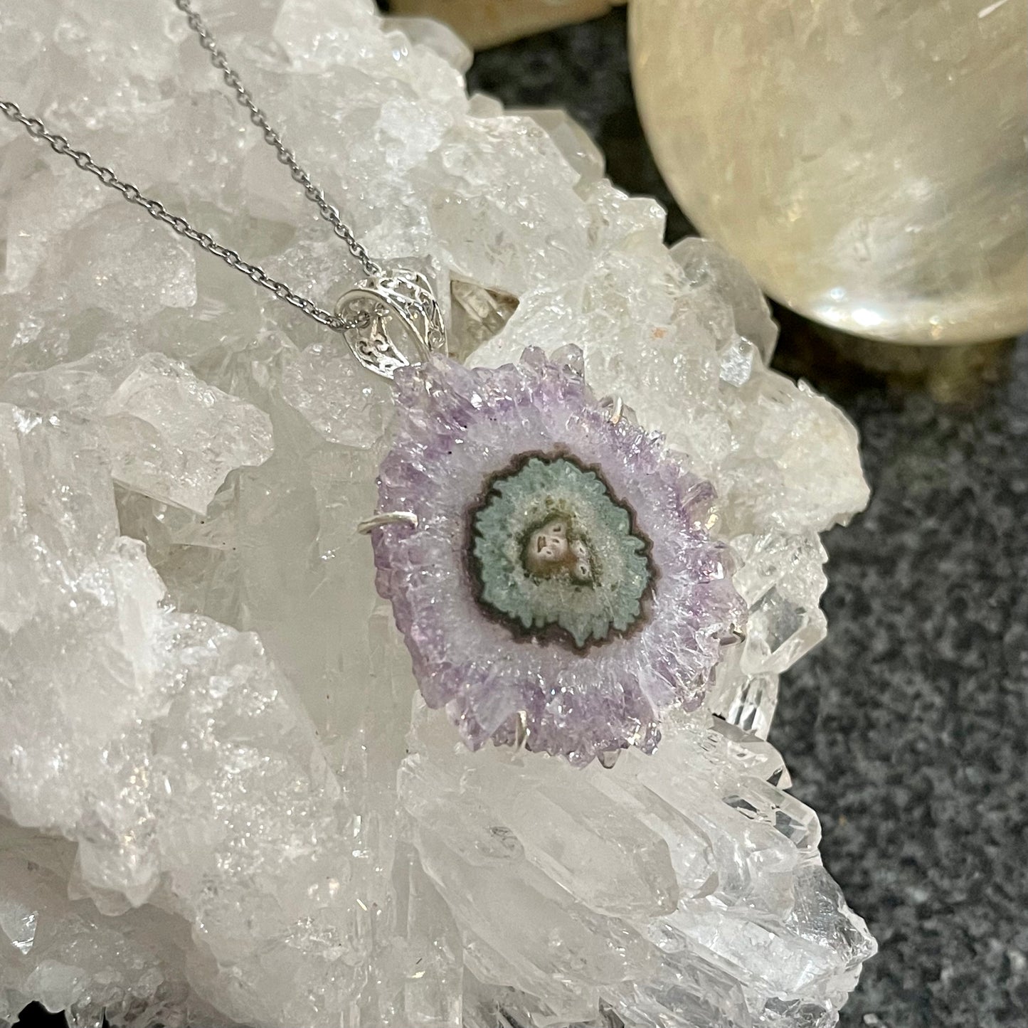 Amethyst Stalactite Sterling Silver Necklace